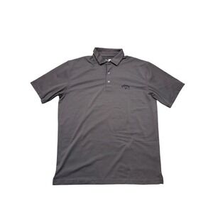 Callaway men's short sleeve gray striped golf polo opti‎ dri size M